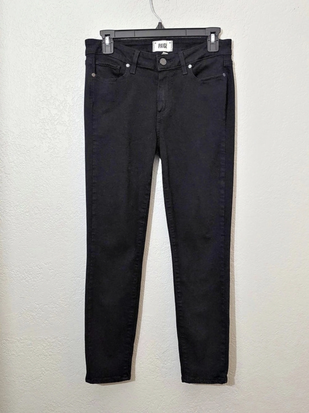 PAIGE Verdugo Crop Jeans Black Slim Fit Mid Rise Stretch Denim Women 30